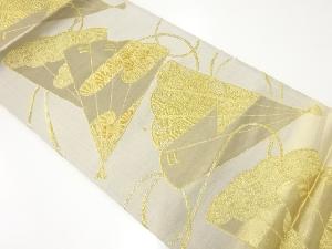 アンティーク　扇に古典柄模様織出し袋帯（材料）